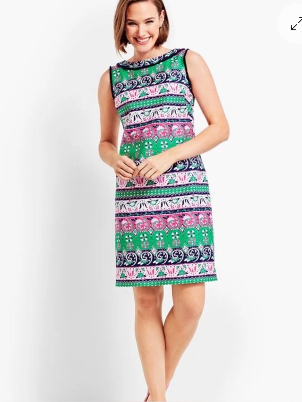 Talbots Woman 14W Paisley Print Sleeveless Sheath Dress Lined